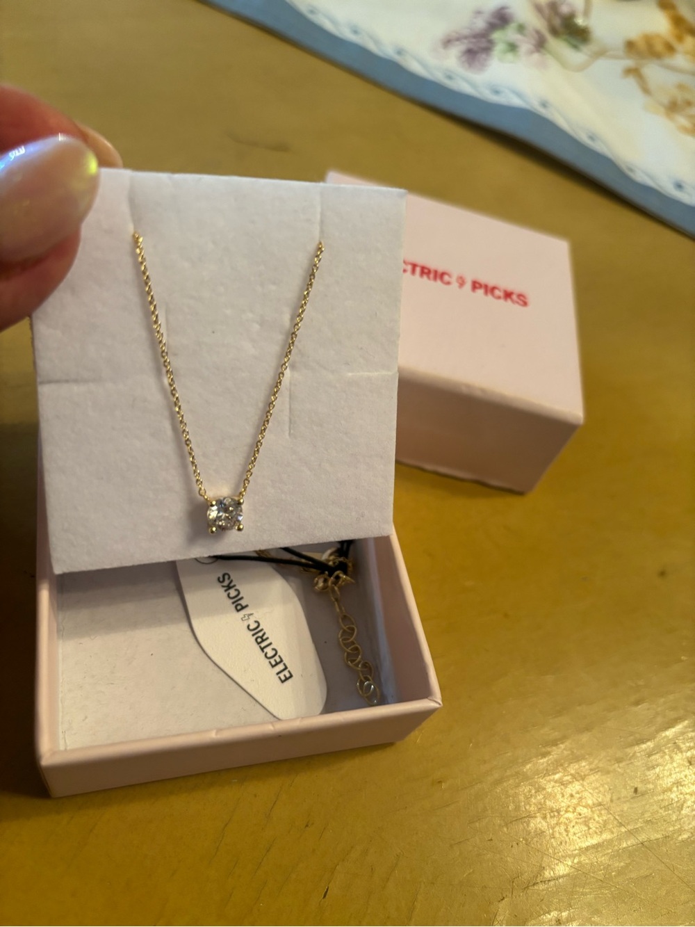 Electric Picks 14K Gold-plated Clear Sparkling Solitaire Necklace